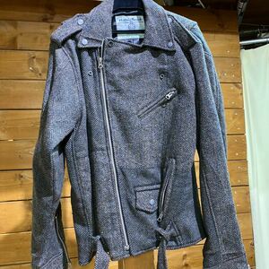 57 harris tweed ハリーズツウィード　レザージャケット ライダースジャケット ダブルライダース ジャケット　230230412