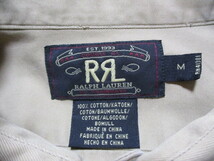 RRL ダブルアールエル 90s 三ツ星 ミリタリー チノシャツ マチ付 ベージュ M ビンテージ_画像4