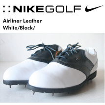 27.5cm ナイキ エアライナー ホワイト ブラック ゴルフシューズ Nike Airliner White Leather Golf Shoes_画像1