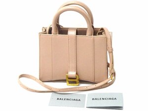 バレンシアガ BALENCIAGA アワーグラス 2WAY ミニ ショルダーバッグ ピンク グレイン レザー カーフ トップハンドル 良品