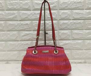 no12919 kate spade new york ケイトスペード エナメル ストロー チェーン 肩掛けショルダー トート バッグ