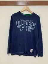 せ1162 TOMMY HILFIGER トミーヒルフィガー 長袖Tシャツ ロンT M ネイビー_画像1