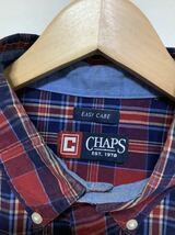 し1145 CHAPS チャップス チェック柄 長袖シャツ レッド ボタンダウン EASY CARE_画像3