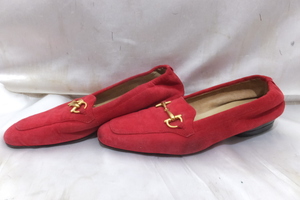 GUCCI Gucci suede Loafer size 4 1/2 red red shoes lady's 