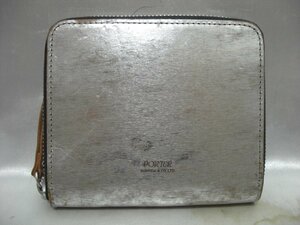 PORTER ポーター FOIL ラウンドファスナー 折り 財布 シルバー/ブラウン 財布