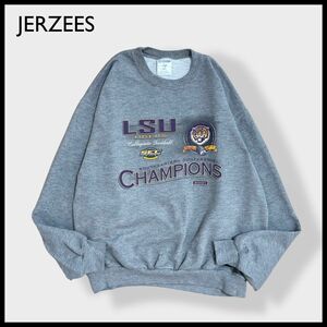 【JERZEES】LSU カレッジロゴ ルイジアナ州立大学 タイガース Tigers プリント ロゴ スウェット トレーナー 古着