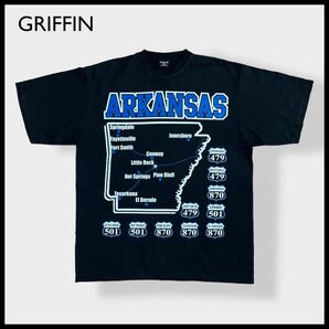 【GRIFFIN】3XL Tシャツ ビッグシルエット ビッグサイズ ARKANSAS ロゴ ビッグプリント グリフィン 古着