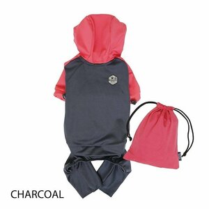 【Lサイズ】MANDARINE BROTHERS マンダリンブラザーズ レインスーツ チャコール 胴長 犬服 雨具 ドッグウェア RAINPROOF SUIT CHARCOAL