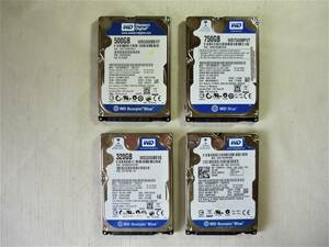 WD HDD 750GB/500GB/320GB X 2台 合計4台セット　2.5インチ 内蔵HDD(SATA) 　正常/現状品　