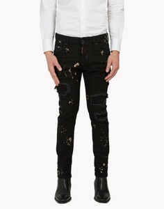  редкий предмет DSQUARED2 SKATER JEANske-ta- джинсы чёрный 5 карман мужской 42 размер 2017 весна лето бренд повреждение обработка ji- хлеб Denim 