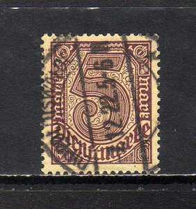 184454 ドイツ ワイマール共和国 1920年 普通 公用切手 一般諸邦公用 5M 使用済