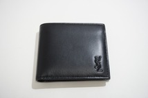 正規 極美品 Saint Laurent サンローラン カサンドラ 二つ折り 財布 レザー ウォレット TINY ART 610193 0520本物 黒411N▲_画像2