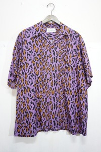 美品22SS WACKO MARIAワコマリア LEOPARD OPEN COLLAR SHIRT 半袖アロハ ハワイアン シャツ パープル紫930M▲