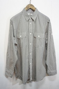 美品 21SS saby サバイ SAFARI SHIRTS サファリ シャツ S-61204 長袖 ストライプ シャツ 黒白 サイズ2(M) 228N▲