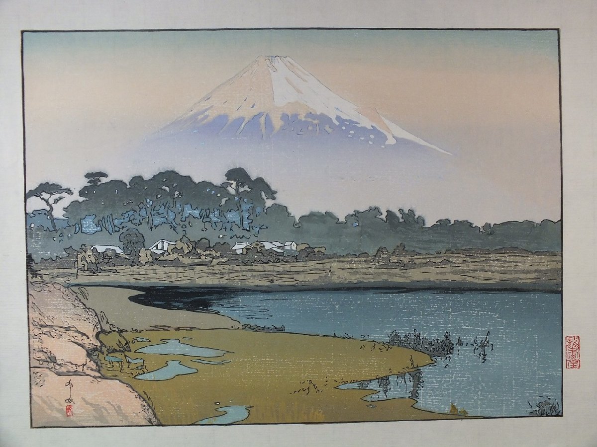 *Reproducción impresa en madera de Hiroshi Yoshida Diez vistas del monte Fuji: Sol de la mañana, Cuadro, Ukiyo-e, Huellas dactilares, otros