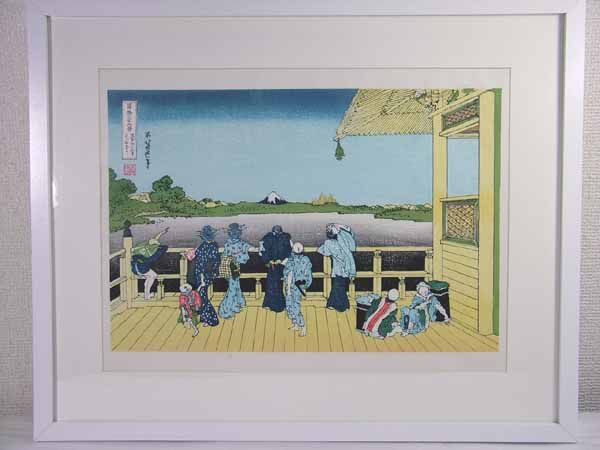 *復刻木版 葛飾北斎『五百らかん寺さざゐどう』額装済, 絵画, 浮世絵, 版画, その他