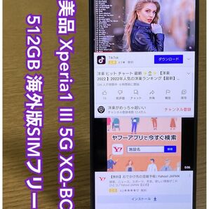 【ジャンク】 美品 Xperia 1 Ⅲ 5G 海外版SIMフリー 512GB XQ-BC72 （U11） 本体