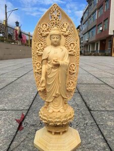 新入荷★仏教美術 精密彫刻 仏像 手彫り 極上品 薬師如来立像