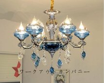 特売！極美品 高級感溢れる★ 高級水晶ペンダントライト　洋風照明　シャンデリア　北欧デザイン シーリングライト 天井照明 6灯_画像1