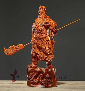 新入荷★　高30cm 　精密彫刻　極上品　仏師で仕上げ品 武財神　三国志　関羽像