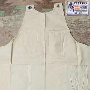  dead stock [CARTER'S] 40s Unbleached Canvas Work Apron / 40 period Carter's unbleached cloth Work apron Denim Vintage 30s50s