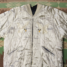 極上 【スカジャン 黒白】50s Japan Embroidered Souvenir Jacket 50年代 スーベニア ジャケット ツートン ビンテージ ヴィンテージ 40s60s_画像9