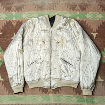 極上 【スカジャン 黒白】50s Japan Embroidered Souvenir Jacket 50年代 スーベニア ジャケット ツートン ビンテージ ヴィンテージ 40s60s_画像4