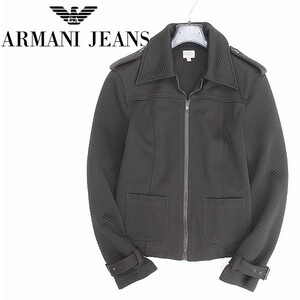 ◆ARMANI JEANS アルマーニジーンズ ストレッチ キルティング 切替 ジップ ジャケット ダークブラウン×チャコールブラウン 42