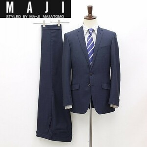 美品◆MAJI STYLED BY MA-JI MASATOMO マージ マサトモ 2釦 スーツ 紺 ネイビー Y6