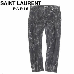 美品 国内正規品◆SAINT LAURENT サンローラン D10 M/SK-MW ブリーチ加工 ストレッチ デニム パンツ ジーンズ 黒 ブラック 31