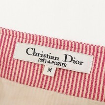 ヴィンテージ◆Christian Dior クリスチャン ディオール ストライプ柄 フロントボタン ハイウエスト スカート 赤 レッド×ホワイト M_画像6