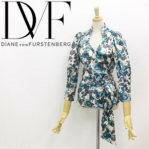 *DIANE von FURSTENBERG Diane phone fa stain балка gIRLAN WRAP шелк 100% цветочный принт LAP блуза tops 0