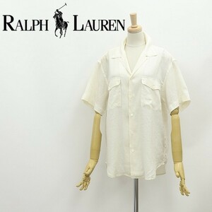 国内正規品◆RALPH LAUREN ラルフ ローレン リネン100％ ロゴ刺繍 半袖 シャツ アイボリー 11