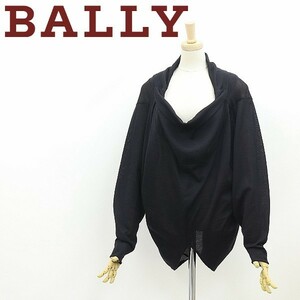 ◆BALLY バリー シルク混 スリットデザイン ニット トップス 黒 ブラック 44