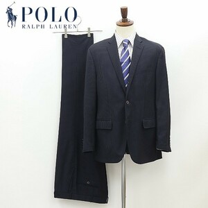 イタリア製◆POLO RALPH LAUREN ポロ ラルフローレン マルチストライプ柄 3釦 スーツ ダークネイビー 41R 国内正規品