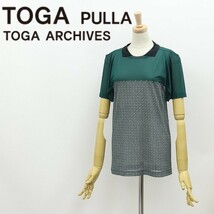 美品◆TOGA PULLA トーガプルラ ペイズリー柄 シアー ハンカチーフスリーブ トップス グリーン 1_画像1