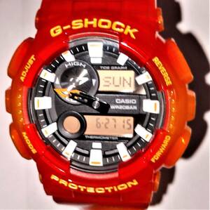 新品同様　アナデジ　海外版　G-SHOCK　ジーショック　GAX-100MSA-4ADR　透明　オレンジ　おしゃれ　かっこいい　⑬