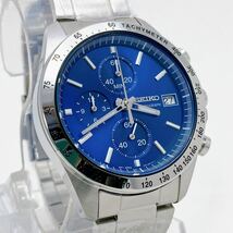 【新品/即決/ベルト調整無料/ギフト包装】SEIKO スピリット 10気圧防水 クロノグラフ シンプル SBTR023 ブルー メンズ腕時計 30427-2_画像2