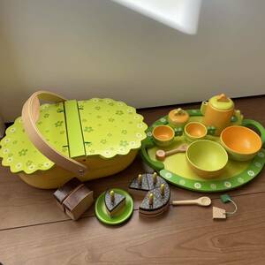  playing house picnic set interior wooden toy DJECOjeko hole cake Cafe tea set cake wooden toy 