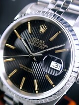 本物 激レア ROLEX ロレックス エンジンターンド ブラック タペストリー ref.16220 Cal.3135 デイトジャスト 超美品☆_画像4