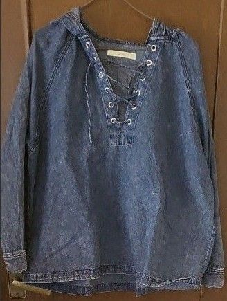 lecolis/ルコリ デニム レースアップアノラックパーカー(WOMENS)