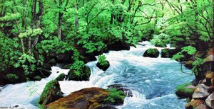 Art hand Auction Genuine work Kawashima Mirai Refreshing River Water/Oirase Oil Painting 10M ◆Recommended by Japan Selected Art Association Committee [Seiko Gallery] Founded 53 years ago, One of the largest art galleries in Tokyo*, painting, oil painting, Nature, Landscape painting