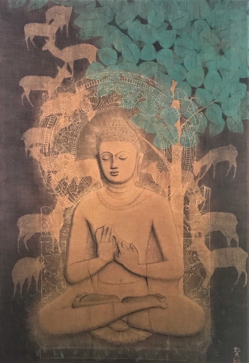 ¡Pintor galardonado con el Premio de la Orden de la Cultura! Ikuo Hirayama Reproducción Shakyamuni en Shikanoen 1976 [Galería Masamitsu], obra de arte, cuadro, otros