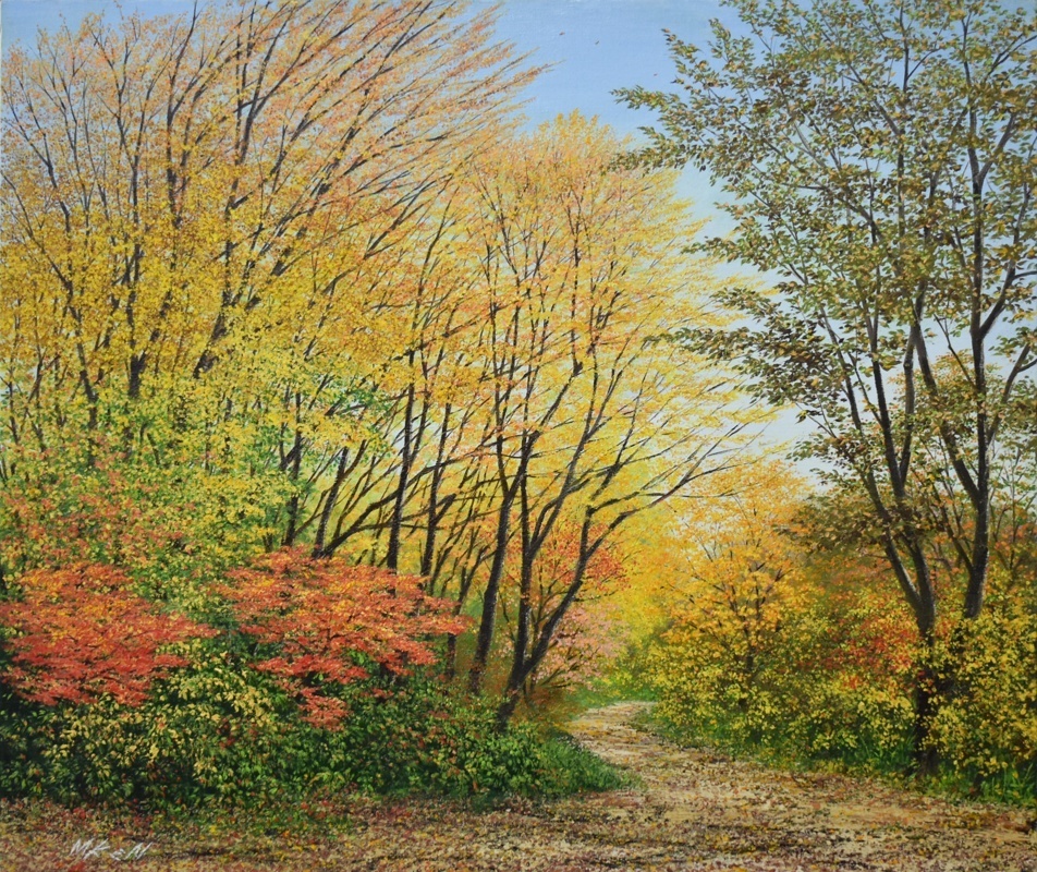 [Аутентичная работа] Кеничи Морита Лес - осень Урара Западная картина 20F с рамкой [Галерея Масамицу] *, рисование, картина маслом, Природа, Пейзаж