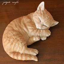 眠り猫 子猫 茶トラ 置物 オブジェ 猫 ネコ ねこ キャットオーナメント B キャット_画像1