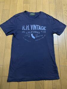 R.H.Vintage 半袖　プリント　Tシャツ　メンズ　Sサイズ　アメリカ製　 ネイビー　ロンハーマン　ヴィンテージ　加工　アメカジ　ロゴ　RHC