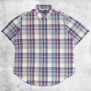 【最終価格】Ralph Lauren ラルフローレン チェックシャツ 半袖 古着 XLサイズ メンズ レディース ボタンダウン