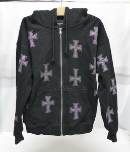 UNKNOWN Cross Rhinestone Zip Hoodie SIZE:S △WF2271