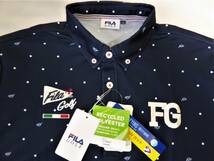 FILA GOLF フィラ ゴルフ 吸汗速乾 UV CUT ストレッチ 飛び柄 ボタンダウン半袖ポロシャツ　LL　紺　①_画像1