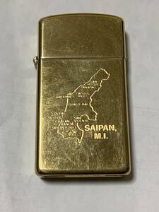 本体のみ　1984年　ゴールドカラー　SAIPAN　スリムZIPPO　USED